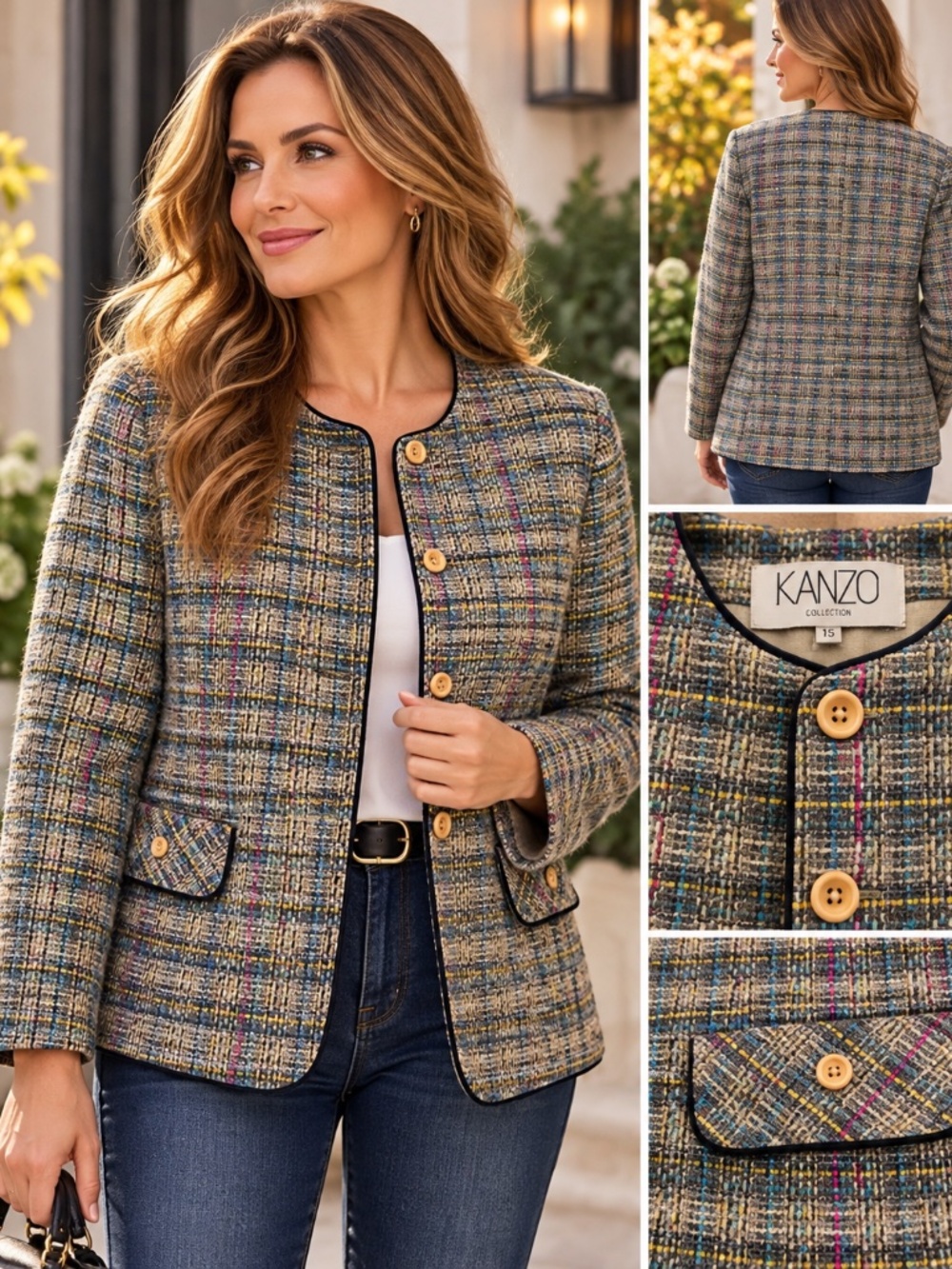 KANZO Collection Vintage Wool Blend Tweed Jacket – Size 15